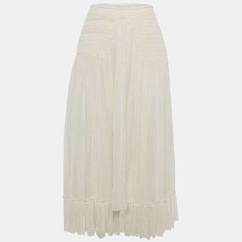 Chloe White/Iconic Milk Chiffon Smocked Midi Skirt S - Chloe - Modalova