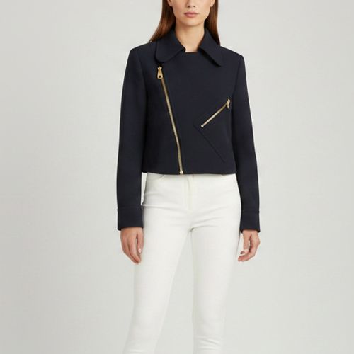 Midnight Wool Blend Cropped Biker Jacket S - Chloe - Modalova