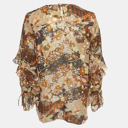 Chloé Metallic Deco Cloud Print Silk Chiffon Blouse S - Chloe - Modalova