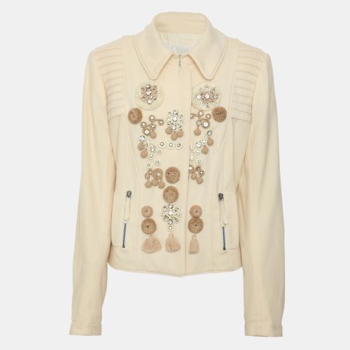 Light Wool Blend Embroidered Cropped Jacket L - Chloe - Modalova