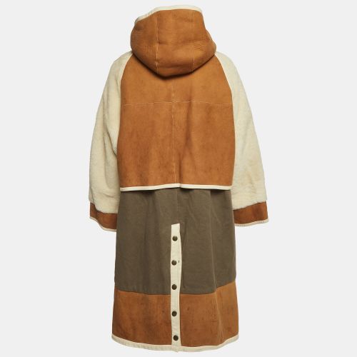 Multicolour Leather Patchwork Aviator Shearling Coat S - Chloe - Modalova