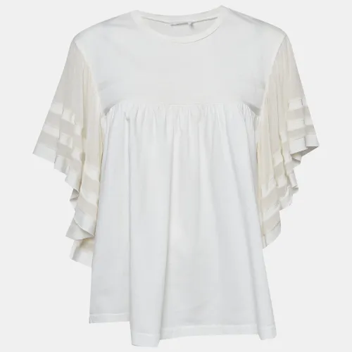 Chloé Waredrobe Jersey and Chiffon Ruffled Blouse M - Chloe - Modalova