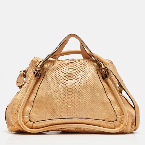 Chloe Yellow Snakeskin and Leather Large Paraty Satchel - Chloe - Modalova