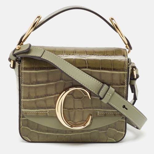 Chloé Two Tone Green Croc Embossed Leather Mini C Top Handle Bag - Chloe - Modalova