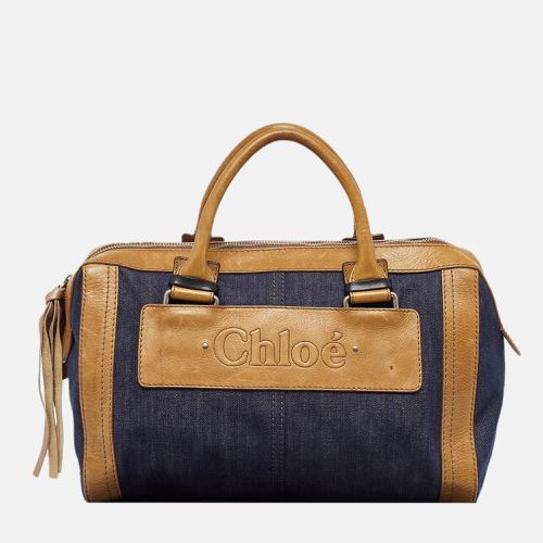 Chloe Blue/Brown Denim and Leather Zip Satchel - Chloe - Modalova