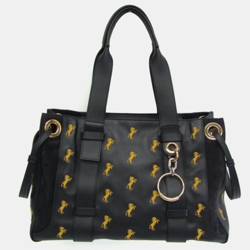 Chloé Black Leather Tao Embroidered Little Horses Tote Bag - Chloe - Modalova