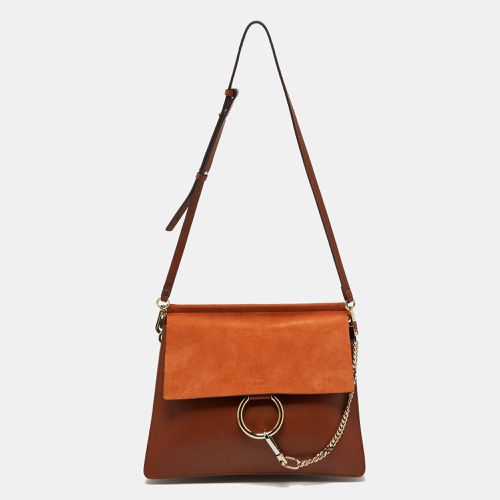 Chloe Brown Leather and Suede Faye Flap Shoulder Bag - Chloe - Modalova