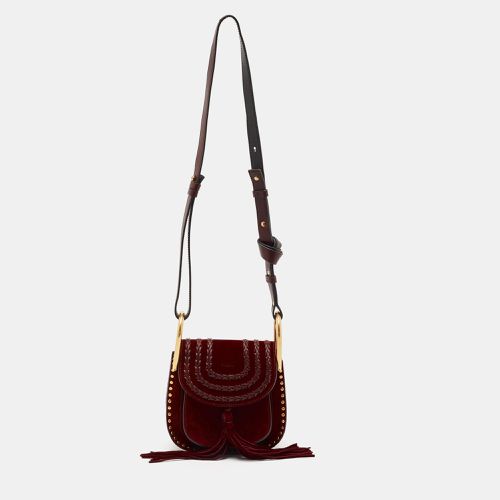 Chloe Burgundy Leather and Suede Mini Hudson Shoulder Bag - Chloe - Modalova