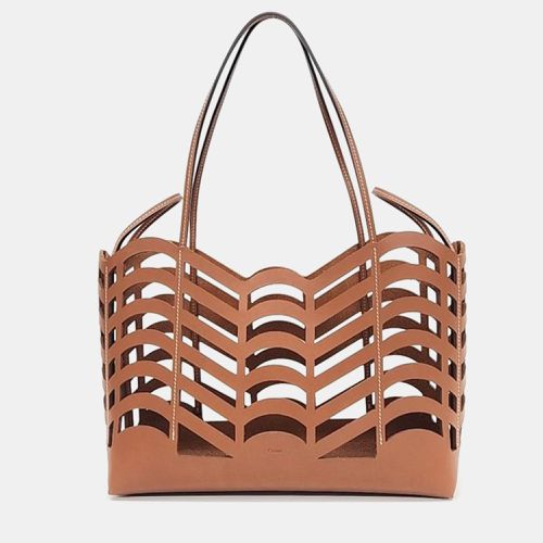 Chloe Beige/Brown Leather and Canvas Kayan Cabas Tote Bag - Chloe - Modalova