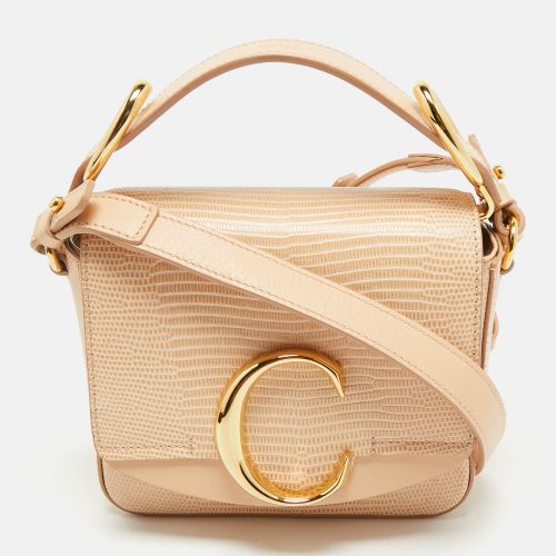 Chloé Peach Lizard Embossed Leather Mini C Top Handle Bag - Chloe - Modalova