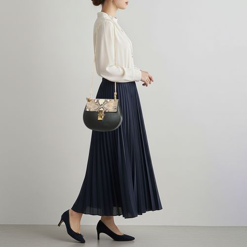 Drew Medium /Beige Leather and Python Shoulder Bag - Chloe - Modalova