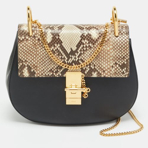 Drew Medium /Beige Leather and Python Shoulder Bag - Chloe - Modalova
