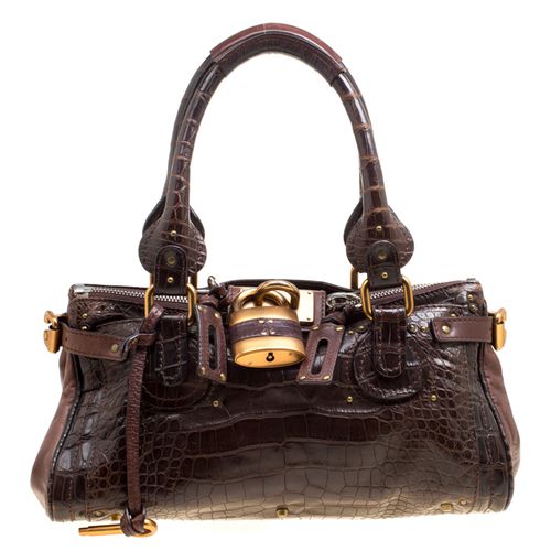 Chloe Brown Alligator and Leather Medium Paddington Satchel - Chloe - Modalova