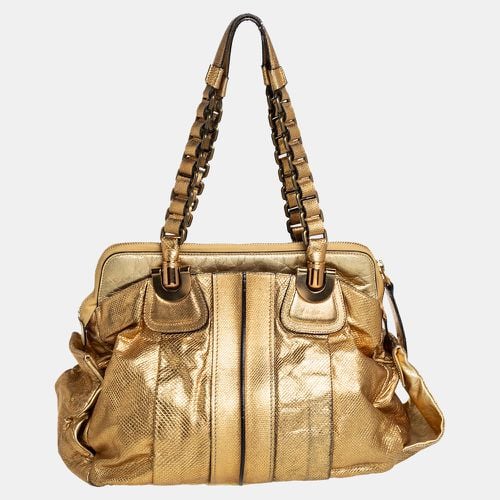 Chloé Metallic Gold Embossed Leather Heloise Satchel - Chloe - Modalova