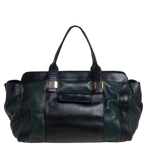 Chloe Dark Green /Black Leather Large Alice Satchel - Chloe - Modalova