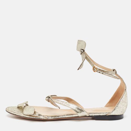 Chloe Metallic Gold Texture Leather Flat Sandals Size 38 - Chloe - Modalova