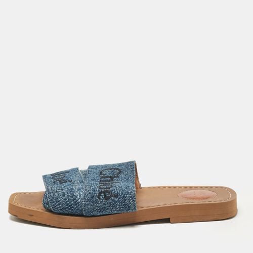 Chloé Denim Woody Flat Sandals Size 36 - Chloe - Modalova