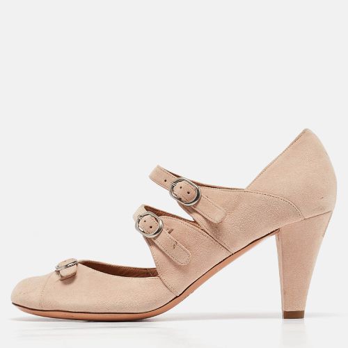 Chloe Beige Suede Buckle Round Toe Pumps Size 37 - Chloe - Modalova