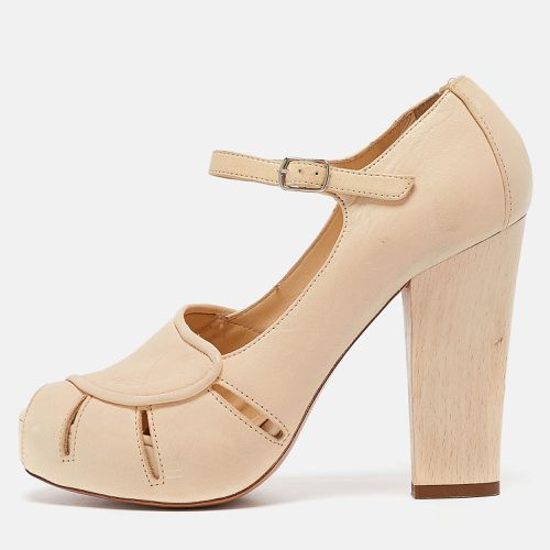 Chloe Beige Leather Peep Toe Mary Jane Pumps Size 38 - Chloe - Modalova