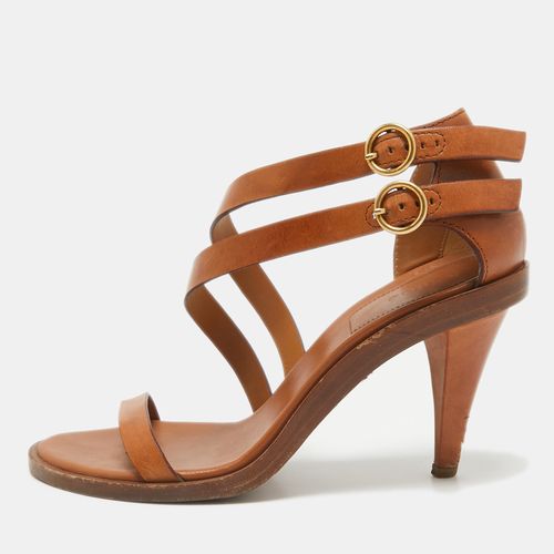 Chloe Brown Leather Double Ankle Strap Niko Sandals Size 38 - Chloe - Modalova