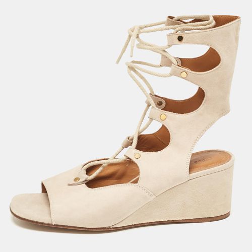 Chloe Beige Suede Lace Up Wedge Sandals Size 40 - Chloe - Modalova