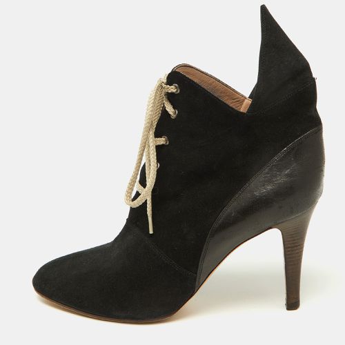 Chloe Black Suede and Leather Pointed Toe Ankle Booties Size 38.5 - Chloe - Modalova