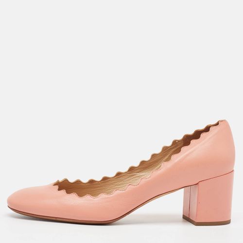 Chloe Pink Leather Laurena Scalloped Block Heel Pumps Size 37 - Chloe - Modalova