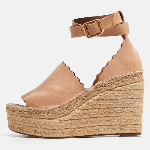 Chloe Beige Suede Lauren Wedge Sandals Size 40 - Chloe - Modalova