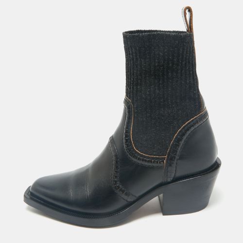 Leather and Fabric Ankle Boots Size 38 - Chloe - Modalova