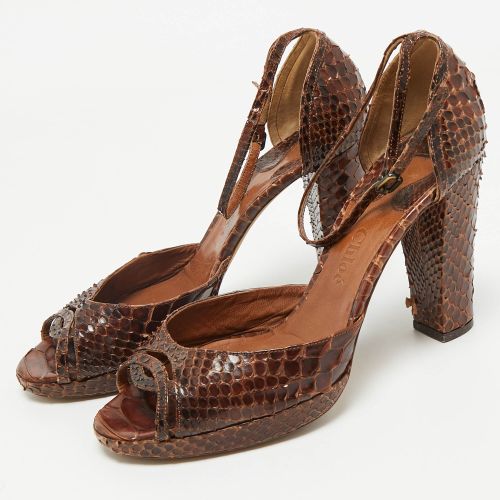 Dark Python Ankle Strap Sandals Size 40 - Chloe - Modalova