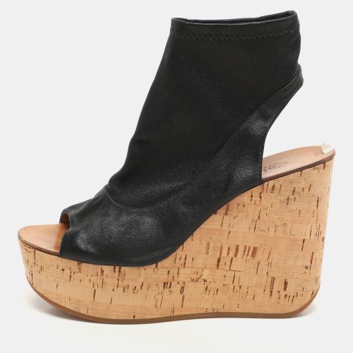Chloe Black Leather Cork Wedge Cut Out Boots Size 38.5 - Chloe - Modalova