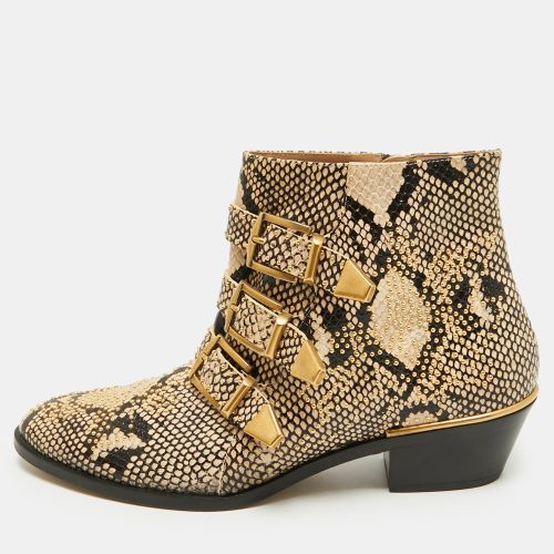 Susanna Size 39 /Black Python Embossed Leather Ankle Length Boots - Chloe - Modalova