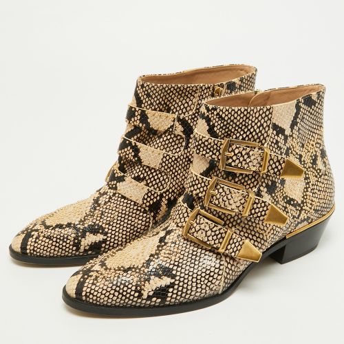Susanna Size 39 /Black Python Embossed Leather Ankle Length Boots - Chloe - Modalova