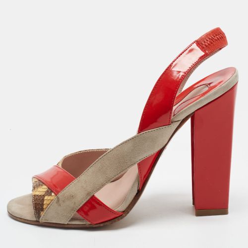 Size 37 Python Leather and Suede Slingback Sandals - Chloe - Modalova