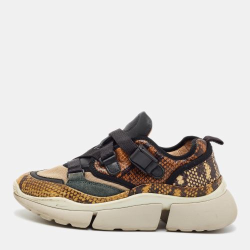 Sonnie Size 37 Mesh and Python Embossed Leather Low Top Sneakers - Chloe - Modalova