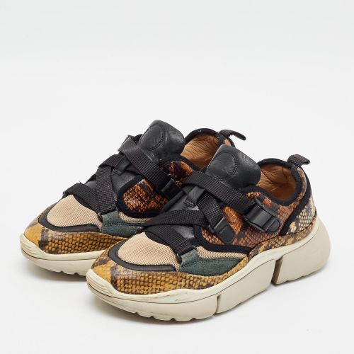 Sonnie Size 37 Mesh and Python Embossed Leather Low Top Sneakers - Chloe - Modalova