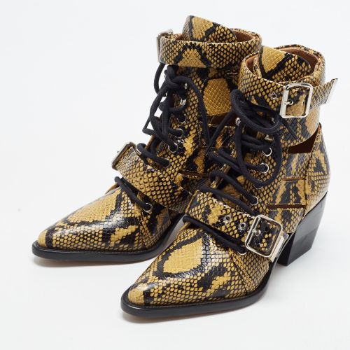 Rylee Size 36.5 Python/Black Embossed Leather Ankle Length Boots - Chloe - Modalova