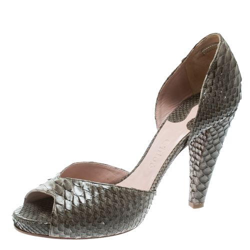 Chloe Grey Python Leather Peep Toe D'Orsay Pumps Size 40 - Chloe - Modalova