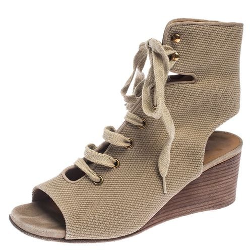 Chloe Beige Canvas Ghillie Lace Up Wedge Sandals Size 36 - Chloe - Modalova