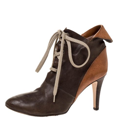 Chloe Brown Leather Pointed Toe Ankle Booties Size 36 - Chloe - Modalova