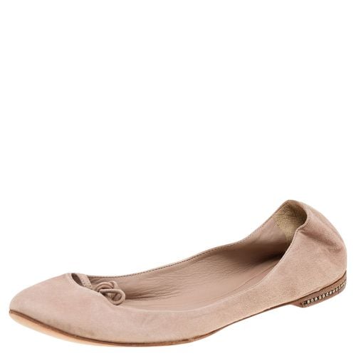 Chloe Beige Suede Embellished Bow Ballet Flats Size 36 - Chloe - Modalova