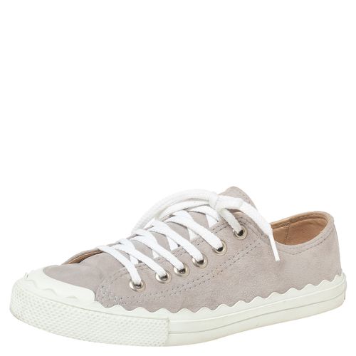 Chloe Lauren Grey Suede Low Top Sneakers Size 38 - Chloe - Modalova