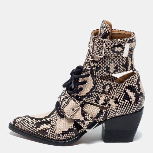 Chloe Beige/Black Python Embossed Leather Rylee 60 Ankle Boots Size 36.5 - Chloe - Modalova