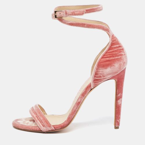 Chloé Pink Velvet Ankle Strap Sandals Size 40 - Chloe - Modalova