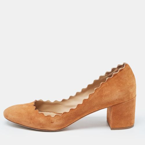 Chloe Brown Suede Laurena Scalloped Pumps Size 37 - Chloe - Modalova