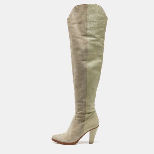 Chloe Grey Suede and Leather Over The Knee Length Boots Size 39.5 - Chloe - Modalova