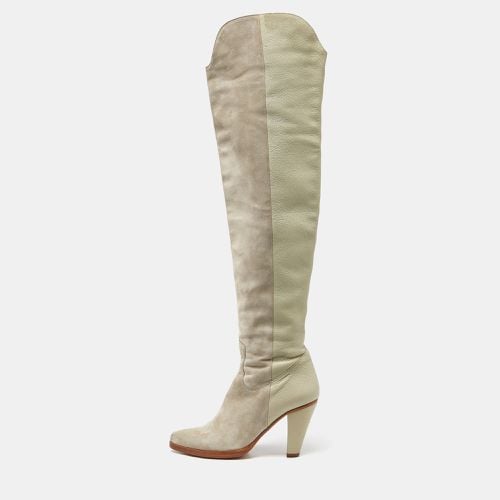 Chloe Grey Suede and Leather Over The Knee Length Boots Size 39 - Chloe - Modalova