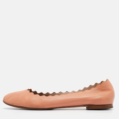 Chloe Peach Pink Scalloped Leather Lauren Ballet Flats Size 37 - Chloe - Modalova