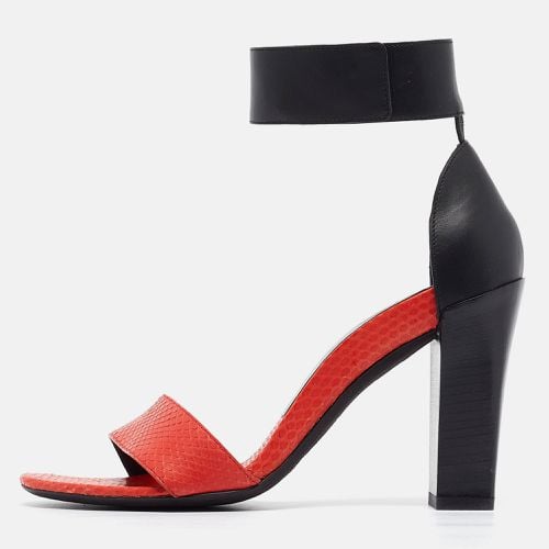 Chloe Red/Black Leather and Snake Skin Block Heel Ankle Cuff Sandals Size 37 - Chloe - Modalova