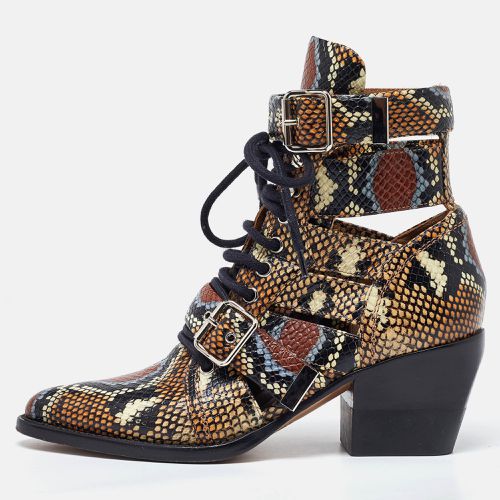 Chloe Multicolor Python Embossed Leather Rylee Cut Out Buckle Detail Ankle Boots Size 37.5 - Chloe - Modalova